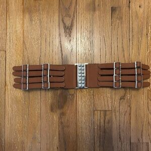 Brown Leather Studded Belt